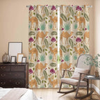 2 Panel Kitchen Cafe Curtains, Desert Camels Sunlight Filtering Nature Air Through, Home Decor Window Covering Tier Curtains for Living Room 104W x 96L inch Vintage Sand Animals Aloe Vera Leaves Beige