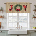 Red Green Christmas Kitchen Tier Curtains 36 Inch Long 2 Panel Set,Rod Pocket Half Window Curtains Over Sink,Xmas Botanical Winter Farmhouse Short Drapes for Bathroom Cafe 27.5"W x 36"L