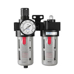 Compressed Air Filter Regulator Lubricator Combo Airtac BFC4000 1/2''NPT 0-140 PSI with Pressure Gauge Semi-Auto Drain 3 in 1 Two FR.L Unit