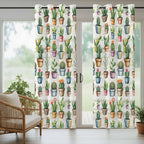 Summer Cactus Outdoor Curtains for Patio Cactus Tropical Plant Wooden Waterproof Outside Curtains with Grommet Top Weatherproof Curtain for Cabana Pergola Gazebo, 1 Panel, 54" W x 84" L