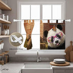 Farm Panda Kitchen Curtains 36 Inch Length, Small Window Curtains Tab Top, Farmhouse Barn Funny Animals Butterfly Light Filtering Short Window Treatments Tier Drapes 27.5"x36" 2 Panel