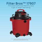Filter Bros 17907 Fine Dust Replacement Fits Craftsman Shop Vacuums 5 Gal Plus