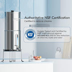 Purewell 2.25G Gravity Water Filter System with Water Level Window, 7-Stage 0.01μm Ultra-Filtration Countertop System with 4 Filters and Stand, Reduce Fluoride & Chlorine, Up to pH 9, PW-KS-FT