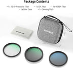 NEEWER 82mm UV/CPL/ND Lens Filter Kit with Hard Shell Storage Case, Multicoated Optical Glass & Aluminum Alloy Frame, UV + Circular Polarizer (CPL) + Neutral Density (ND4) Filter for 82mm Camera Lens