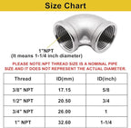 1Pc 304 Stainless Steel 90 Degree Elbow 1" NPT Female x 1" NPT Female Threaded Pipe Fitting
