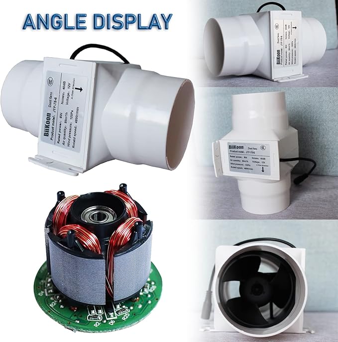 Inline Duct Fans 3 Inch 12V Extractor Fan 6W 47Cfm Plastic Variable Vent Blower Workshop Dust Fume Air Extractor Fan for Carbon Filter (Color : NO Adjustable Speed, Size : 6w)