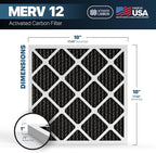 BNX TruFilter 18x18x1 MERV 12 Odor Defense (2-Pack) AC Furnace Air Filter with Activated Carbon - MADE IN USA - Pleated Air Conditioner HVAC AC Furnace Filters - Removes Odor, Mold, Bacteria, Smoke
