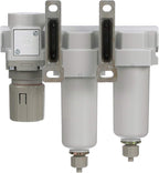 PneumaticPlus SAU330-N03G-MEP Three Stage Compressed Air Drying System - Particulate Air Filter, Coalescing Filter, Air Pressure Regulator Combo 3/8" NPT - Metal Bowl, Manual Drain, Gauge