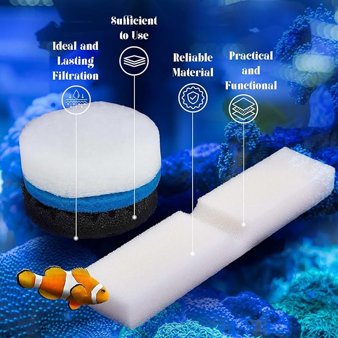 17 Pcs Filter Media Replacement Set Compatible with Fluval Fx4 Fx5 Fx6, Including Quick Clear/Fine Filter Water Polishing Pads, Foam, Foam Block, Activated Carbon, Silicone Lube, Mesh Bags