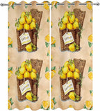 Lemon Outdoor Curtains for Patio Lemons in Baskets Summer Tropical Plant Brown Waterproof Outside Curtains with Grommet Top Weatherproof Curtain for Cabana Pergola Gazebo, 2 Pack, 54" W x 95" L
