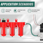 Industrial Grade 4-Stage Aluminum Air Drying System, 3/8 Inch NPT, 0-150 PSI, Double Desiccant Dryer, air Regulator, Particulate Filter and Coalescing Filter (Manual Drainage)
