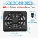 PATIKIL 50mm Fan Filter Grill, 6 Pcs Plastic Ventilation Dustproof Grill Covers Cooling Ventilator with Screws for Industry Workshop Computer Case Refrigerators Air Conditioning, Black