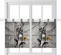 Funny Farm Animals Kitchen Curtains 36 Inch Length, Small Window Curtains Tab Top, Vintage Barn Grey Sunflowers Light Filtering Short Window Treatments Tier Drapes 27.5"x36" 2 Panel