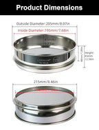 All 304 Stainless Steel 70 Mesh Test Sieve (0.25mmAperture), 8 Inch/20cm Diameter, Lab Sifter & Fine Filter, Screen for Industrial Material, Food Ingredients