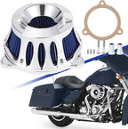 Motorcycle Air Filter Kit CNC Air Cleaner Intake Turbine System Fit for Harley Touring Street Glide Road King Trike 2008-2016, Softail 2016-2017 (C-Chromed Silver)