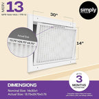 Simply 14x30x1 Air Filter, Merv 13, 6 Pack, For Home AC Furnace & HVAC (Actual Size: 13.75"x29.75"x0.75") DUST, Pet, & Allergy Control