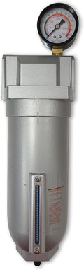HEAVY DUTY INDUSTRIAL GRADE COALESCING FILTER WITH 0.01u MICRON ELEMENT, METAL BOWL, REMOVES 99.98% MOISTURE, VAPOR AND OIL FROM COMPRESSED AIR LINES, AUTO DRAIN (1" NPT, 11oz)