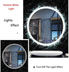Round LED Bathroom Mirror Demister Pad IP44 Vanity Large Mirror Cold Light Dressing Wall Mirror (Color : Cold Light Size : 60cm) (Cold Light 80cm)