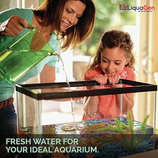 LiquaGen 4 Stage Reverse Osmosis and Deionization (RO/DI) Portable Space Saver Water Purification System | Water Filtration System for Aquarium Filter Processes + Manual Flush Valve (50 GPD)