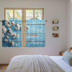 Farmhouse Wooden Grain Kitchen Curtains, Vintage Shabby Chic Flower Blue Light Filtering Window Curtain Panels, 2Pcs Rod Pocket Window Treatments Set for RV Dining Room Study Room 42x45 Inches