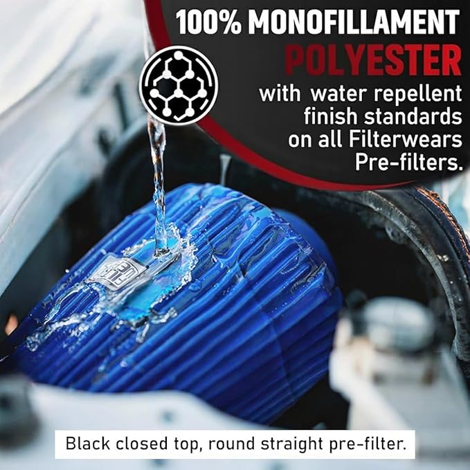 FILTERWEARS F154L Universal Water Repellent Cold Air Intake Pre-Filter - Large