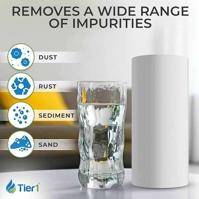 Tier1 1 Micron 10x4.5 Water Filter | Spun Wound Polypropylene Whole House Sediment Water Filter | Replacement for Pentek DGD-2501, 155359-43, SDC-45-1001, P1-10BB | 4.5 x 10 Water Filter Cartridge