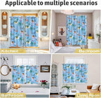 2 Panel Kitchen Cafe Curtains, Desert Landscape Sunlight Filtering Nature Air Through, Home Decor Window Covering Tier Curtains for Living Room 80W x 84L inch Cute Camels Palm Trees Houses Leaves Blue
