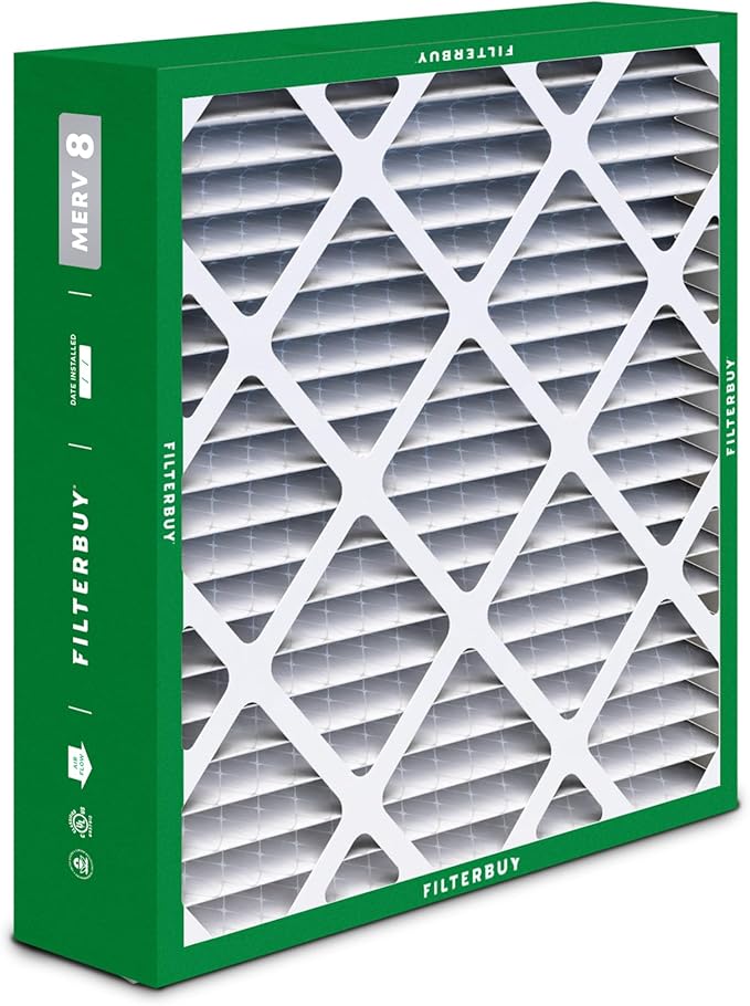 Filterbuy 17.5x21x5 Air Filter MERV 8 Essential Dust & Allergy Defense (2-Pack), Electrostatic Pleated HVAC AC Furnace Filters for Rheem, Ruud, and Protech (Actual Size: 17.13 x 20.63 x 4.38)