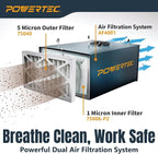 POWERTEC Inner & Outer Air Filter Set for WEN 3410, POWERTEC AF4000/AF4001, Shop Fox W1830 Air Filtration System, Replacement for WEN 90243-026-2, 90243-027-2 Woodworking Air Filters, 6PK (75092)
