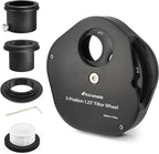 Astromania Filter Wheel for Telescope, Filter Drawer Compatible with 1.25 Inch Telescope Filter for Planet Moon Nebula Observation, 5-Position Filter Wheel Holder Telescope Accessories with T-Adapter