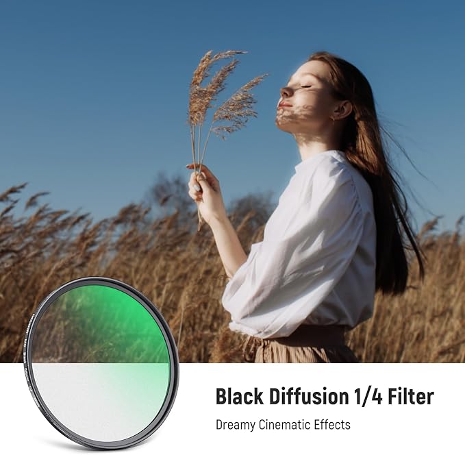 NEEWER 49mm Black Diffusion 1/4 Filter Dreamy Soft Cinematic Effect Filter Ultra Slim Water Repellent Scratch Resistant Optical Glass Multiple Nano Coatings for Video/Vlog/Portrait Photography