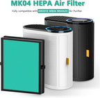2Pack MK04 Air Filter Replacement for AROEVE MK04 MG04JH Air Purifier for Home Pet Dander Hair. 4 in 1 H13 HEPA Air Filter for MK04 Pet Filter Suitable-Pet Dander Version