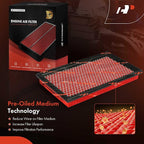 A-Premium High-performance, Pre-oiled Engine Air Filter Compatible with Infiniti, Nissan, Subaru, Saab - FX35, G35, QX4, 350Z, Altima, Maxima, Murano, Pathfinder, Sentra, Forester, Impreza, Legacy