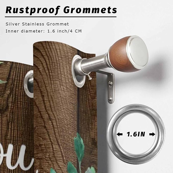 Summer Outdoor Curtains for Patio Sunflowers Eucalyptus Leaves Wood Waterproof Outside Curtains with Grommet Top Weatherproof Curtain for Cabana Pergola Gazebo, 2 Pack, 54" W x 84" L