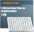 POWERTEC 5 Micron Outer Air Filter for WEN 3410, POWERTEC AF4000/AF4001, Shop Fox W1830 Air Filtration System, Woodworking Air Filters for Workshop & Garage, 1PK (75007)