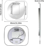 LUVODI Lighted LED Bathroom Mirror: 28”x32” Transparent Wall Mounted Vanity Mirror with Bright Back Lit - Illuminated Dimmable 3 Colors Mirrors with Smart Memory Form Anti-Fog for Bathroom