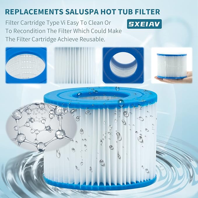 Type vi spa Filter and hot tub Filter Replacement Cartridge for Coleman hot tub Filters, for Inflatable hot tub Filter (6 Pack)