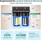 iSpring WGB21B-PB 2-Stage Whole House Water Filtration System w/ 10” x 4.5” Carbon Block FC15B and Lead Reducing Filter FCRC15B, 1" Inlet/Outlet Ports