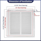 10"W x 10"H [Duct Opening Size] Steel Return Air Filter Grille - Removable Face/Door for 1 inch Filters -HVAC Vent Cover Grill - White [Outer Dimensions: 12 5/8"W X 12 5/8"H]