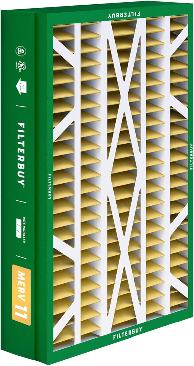 Filterbuy 14.5x27x5 Air Filter MERV 11 Superior Pet & Allergy Defense (2-Pack), Pleated HVAC AC Furnace Filters for Trane, American Standard, Honeywell, and More (Actual Size: 14.06 x 26.13 x 4.97)