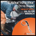 Oil Filter Wrench Tool with Positive Grip Handle for Cars & Motorcycles Multi-Purpose Removal Tool from 2-51/64 inch to 3-7/64 inch(71 mm to 79 mm), Auto Repair Tool