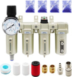1/2" NPT Industrial Grade 4 Stage Gas Drying System, Coalescing Filter, Desiccant Dryer, Auto Drain, Compatible with Paint Spray, Plasma Cutter (Auto Version)