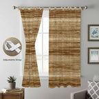 Vintage Western Living Room Curtains 96 Inch Length, Window Curtains Tab Top, Rustic Farmhouse Wooden Grain Barn Door Light Filtering Window Treatments Drapes 52"x96" 2 Panel