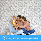 33 Pack Decorative 3D Wall Panels for Interior Wall Decor,12''x12'' White Diamond Design Accent Wall Panles for Living Room,TV Wall Background,Bedroom