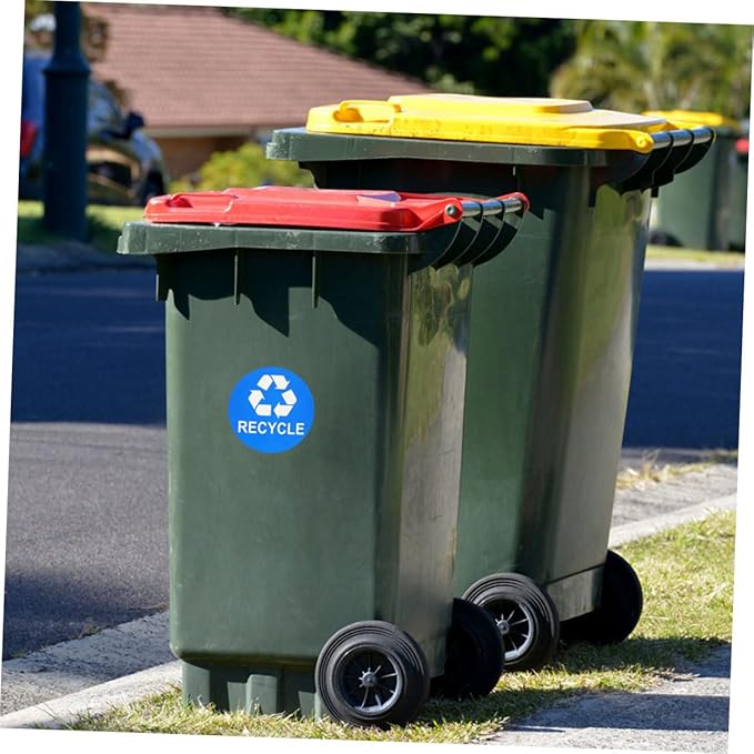 8pcs Trash Can Stickers for Waste Sorting Garbage Classification Decals Black and Blue for Easy Recycling and Sustainable Habits