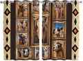 2 Panel Kitchen Cafe Curtains, Wildlife Camels Sunlight Filtering Nature Air Through, Home Decor Window Covering Tier Curtains for Living Room 104W x 63L inch Deserts Animals Brown Geometric Rustic