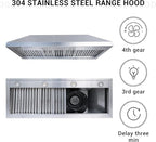 CHETTO C Stainless Steel Range Hood Cover with 4-Speed Vent Hood Insert Custom Handcrafted Metal Kitchen Fan with Towel Rack LED Light 42"W x27"D x42"H White Island Mount