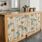 Spring Daisy Tier Curtains, Country Watercolor Flower Leaf Plant Light Filtering Kitchen Curtains, 2Pcs Rod Pocket Half Window Treatments Panels for Sink Cafe Cabinet Camper 27.5x36 Inches