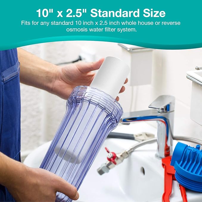 SimPure 5 Micron 10" x 2.5" Whole House Carbon Sediment Water Filter Cartridge Replacement for Home Under-Sink & Countertop Filtration System (Polypropylene, 24 Count)