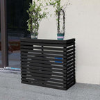 Wood Air Conditioner Fence Screen - Hide Outdoor Unit Stylishly with Tall Weatherproof Shutters Central Air Conditioner Covers (Black L85Xw35Xh80Cm)